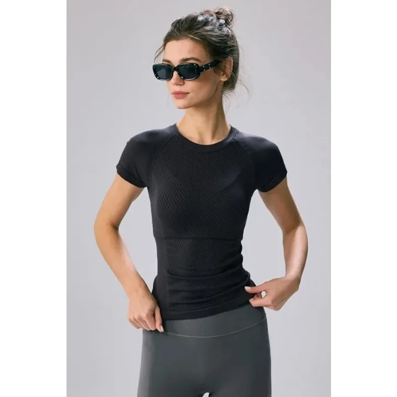 Women's 2 Piece Workout Set Short Sleeve Crop Top High Waist Leggings Athletic Outfits