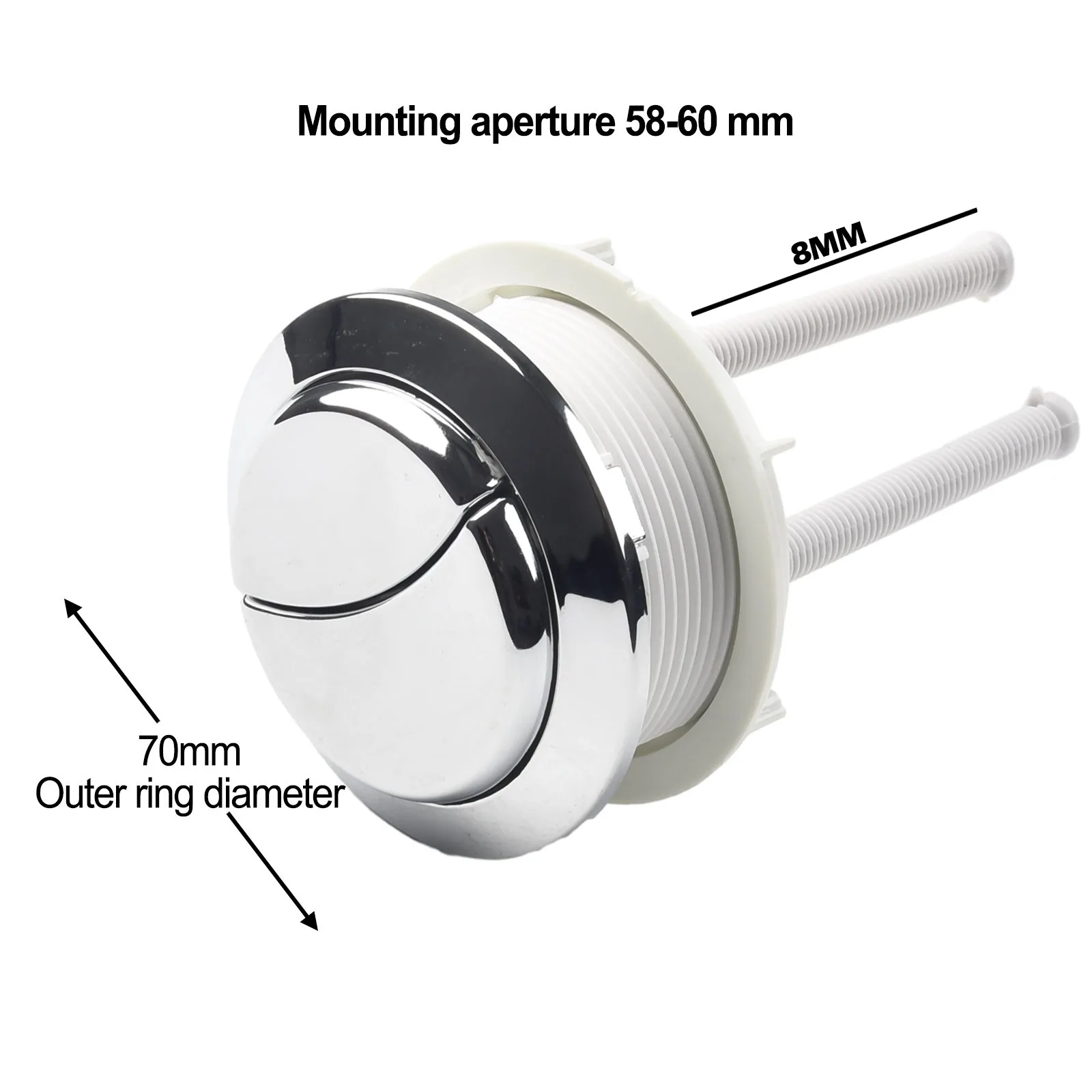 Double Toilet Tank Button Round Head Plating Flush Button ABS Material Compatible with 58mm Dual Flush Toilets
