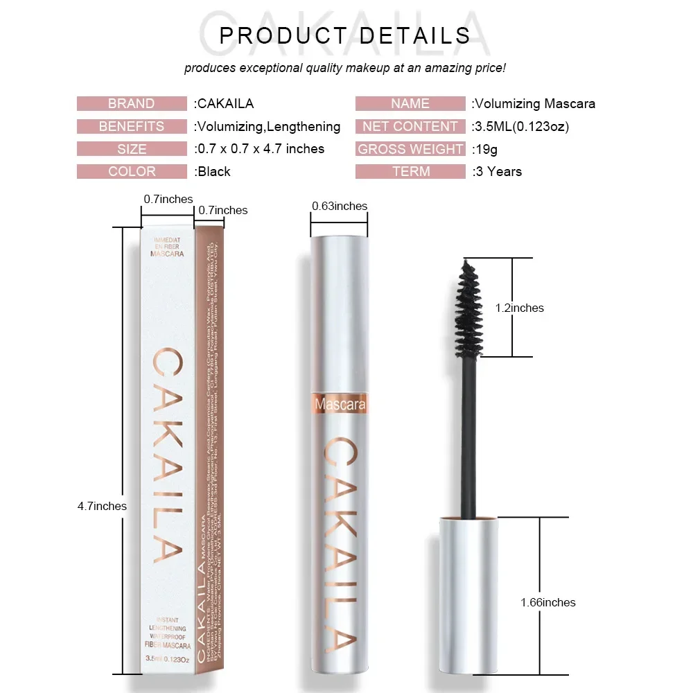 Heallor CAKAILA Magic Extension Dense Volumizing Smudge-proof 24 Hours waterproof long-lasting Mascara Black Extravagant False-L