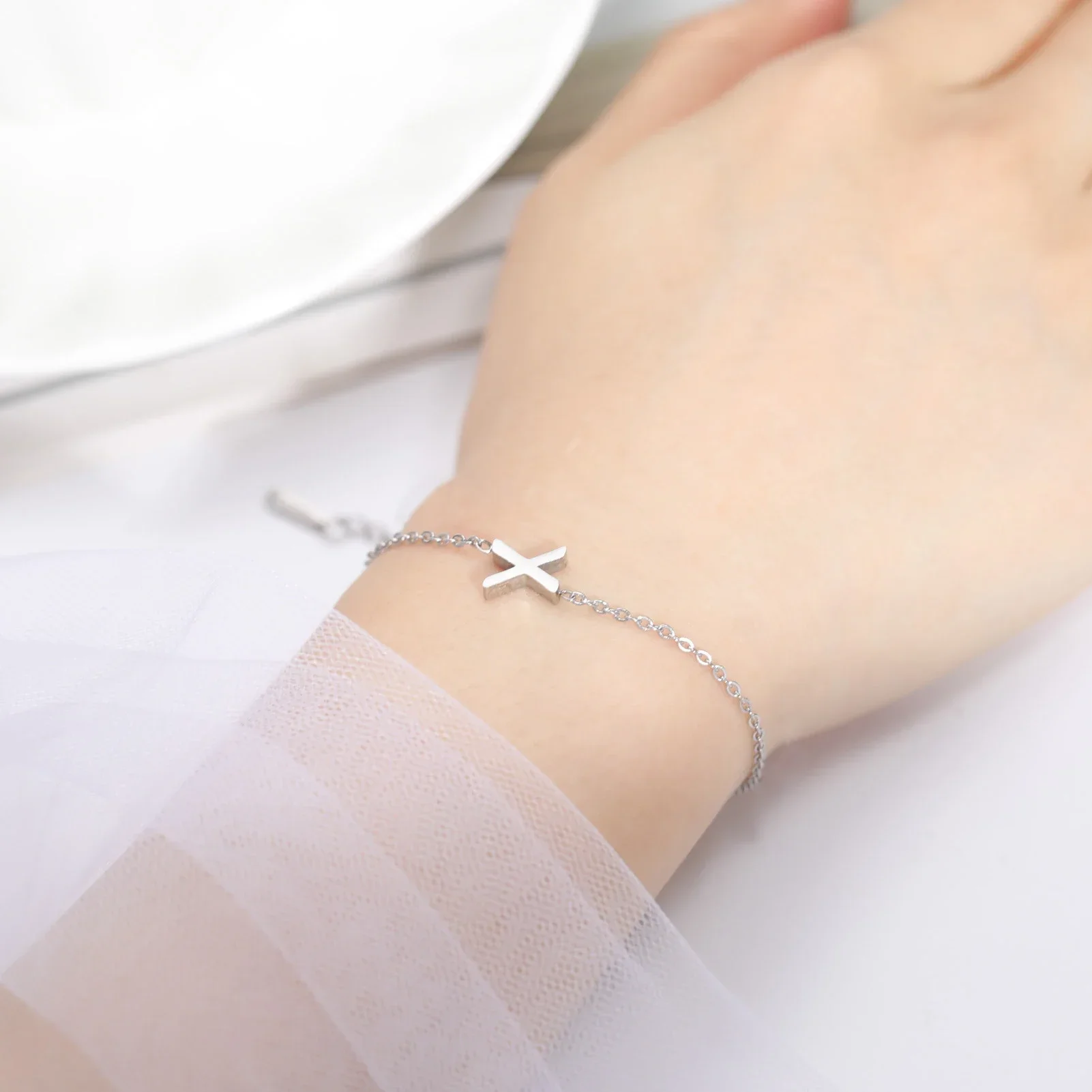 New Fashion A-Z Letter Double Layer Bracelets Simple Stainless Steel Gold Silver Color Initials Bracelet for Women Birthday Gift