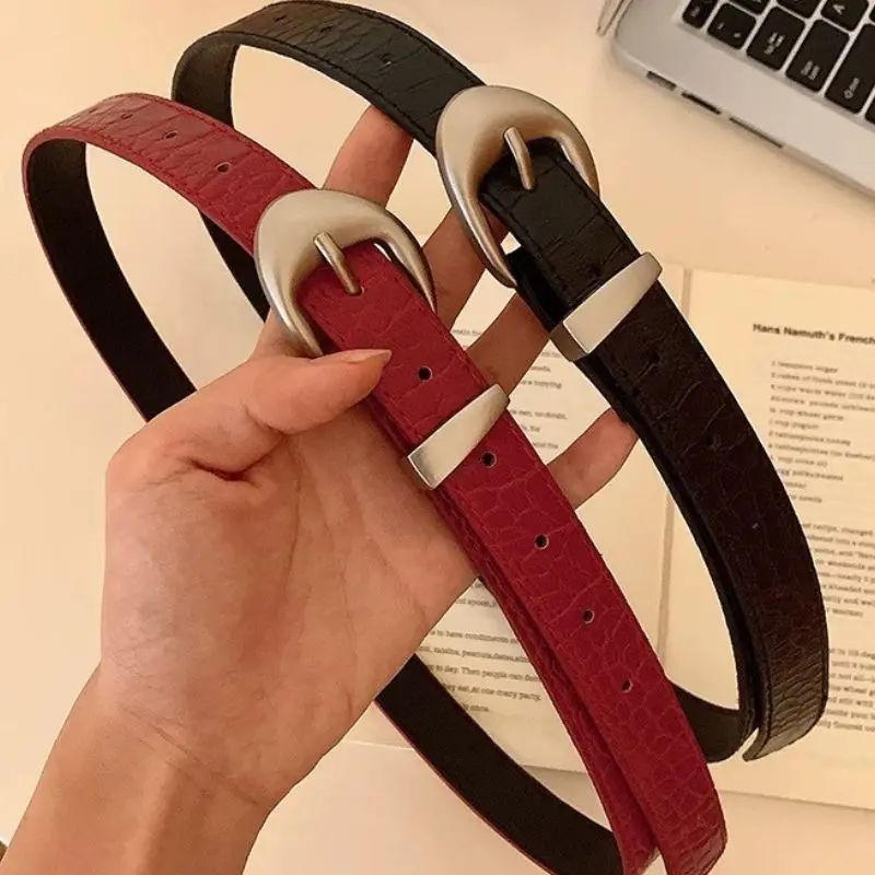 Vintage Klassieke Krokodil Patroon Riemen Y2K Vrouwen Riem Amerikaanse Mode Riem Eenvoudige Pin Gesp Rood Zwart Rokken Jeans Taille Riem