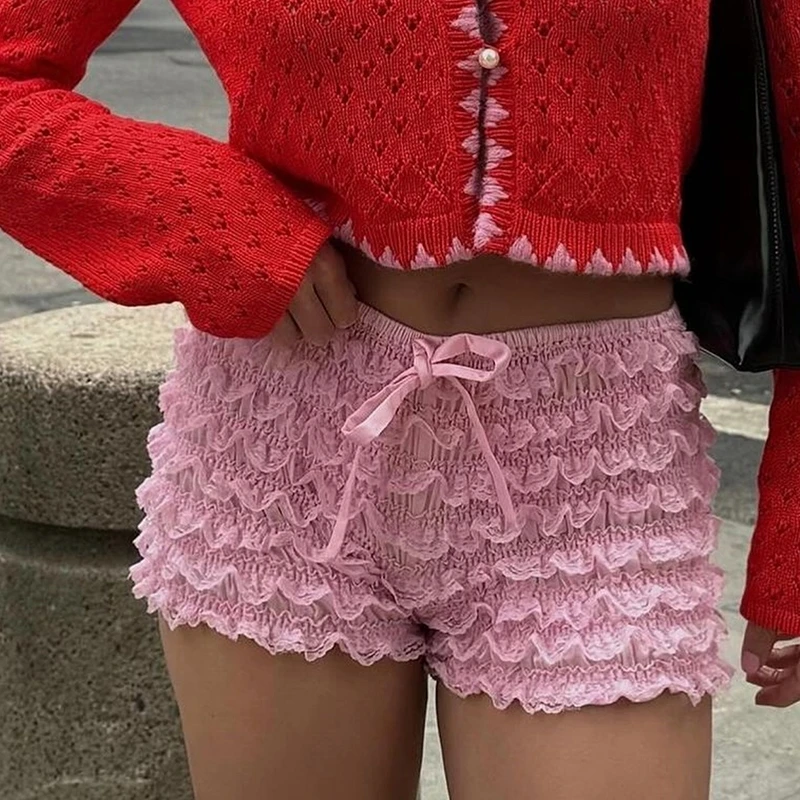 

Coquette Multi-layers Ruffles Shorts Teen Girls Women Frilly Bloomers Vintage Streetwear Y2K Fairy Pretty Outfits Pumpkin Pants