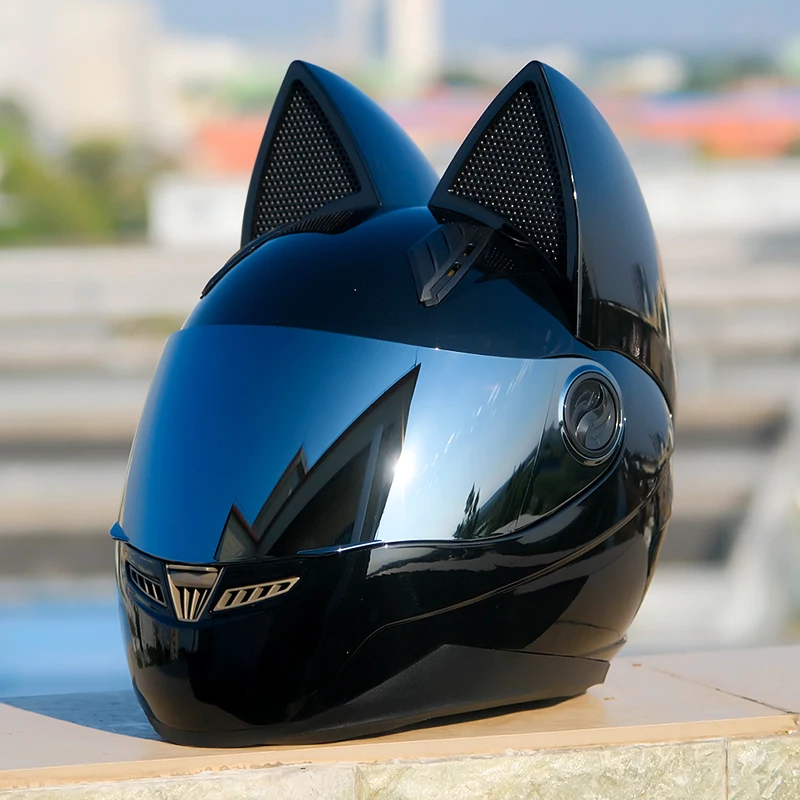 black cat motorcycle helmet Original NITRINOS Black Color Cat Helmet Full Face Motorcycle Men Helmet  Personality Fashion Motorbike Women Helmet ECE Approved