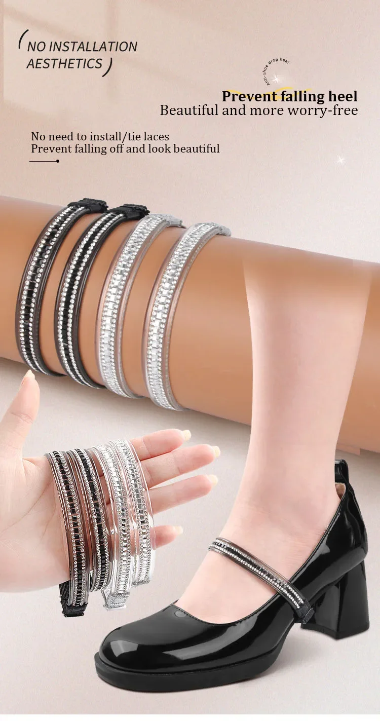High Heels Shoelaces Woman Bright Diamonds Bundle Adjustable Shoe Belt Ankle Holding Loose Anti-skid Bundle Lace Tie Straps Band