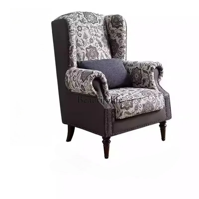 

05 yj15 American fabric sofa living room retro tiger chair bedroom leisure sofa removable and washable