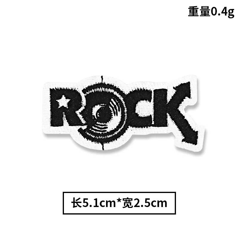 Rock Roll Embroidery Iron on Patches Punk Style Cloth Appliques Hard Rock Heavy Metal Music Emblem Black Skull Emblem for Jacket