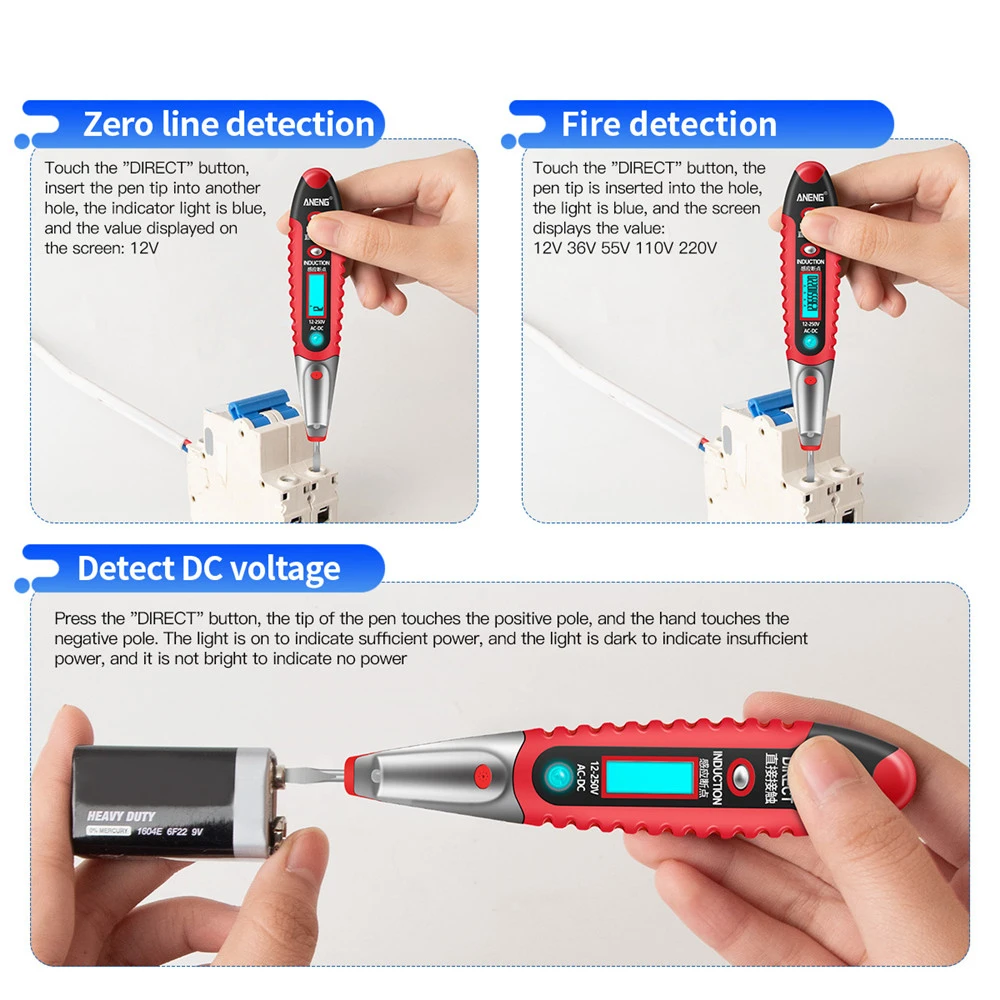 Voltage Tester Pen Induction Test Pencil Voltmeter Power Detector Electrical Screwdriver Indicator Voltage Detector Sensor pen