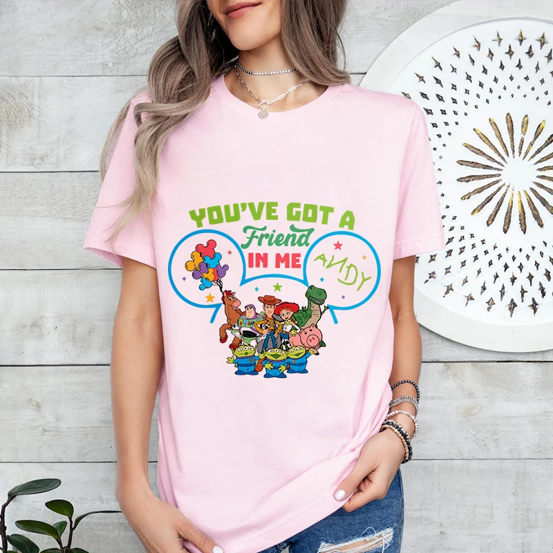 Disney You Have Got A Friend In Me Andy Printed Women's T-Shirt Pure Cotton Short Sleeve Loose Top Casual Clothing