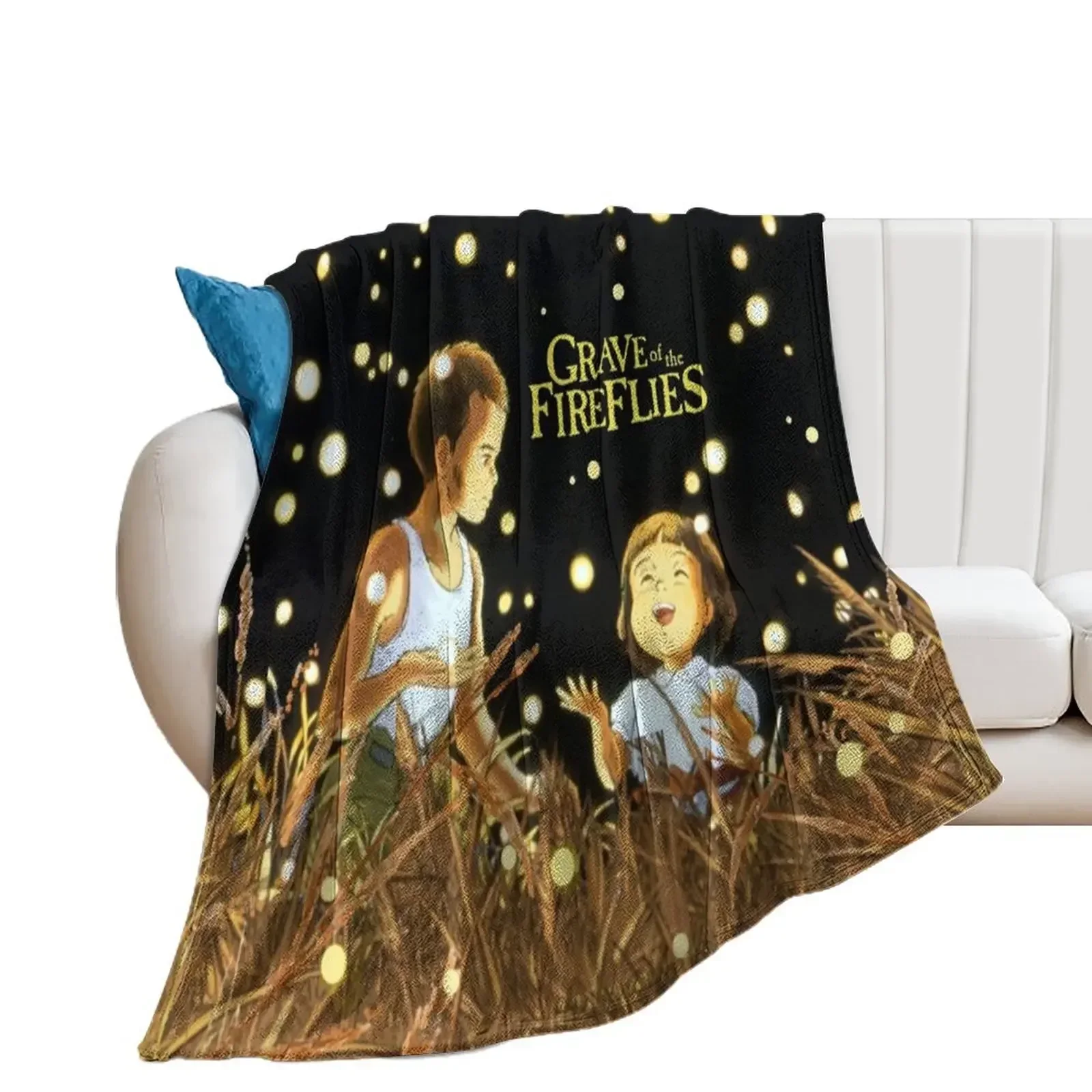 Grave of The Fireflies (Large) Throw Blanket Designers Bed blankets ands Blankets