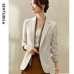 Sentubila-Chaqueta de oficina de un solo botón para mujer, traje de trabajo liso, profesional, 123X43564