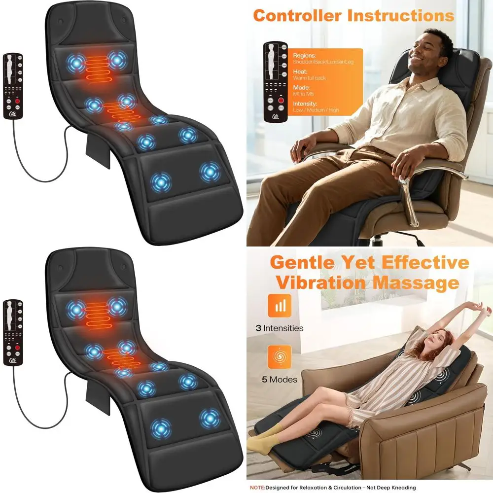 

Массажный коврик для всего тела с 10 режимами вибрации и 5 техниками массажа, грелка с функцией автоматического отключения