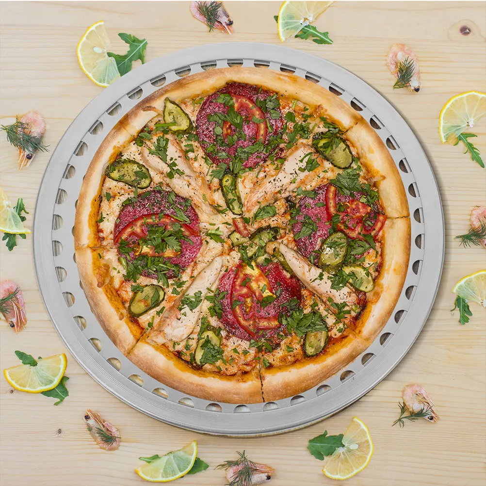 

Round Perforated Pan 12 Inch Aluminium Alloy Baking Tray Non-Stick Mesh For Oven Household Pizza Baking Tool Reusable