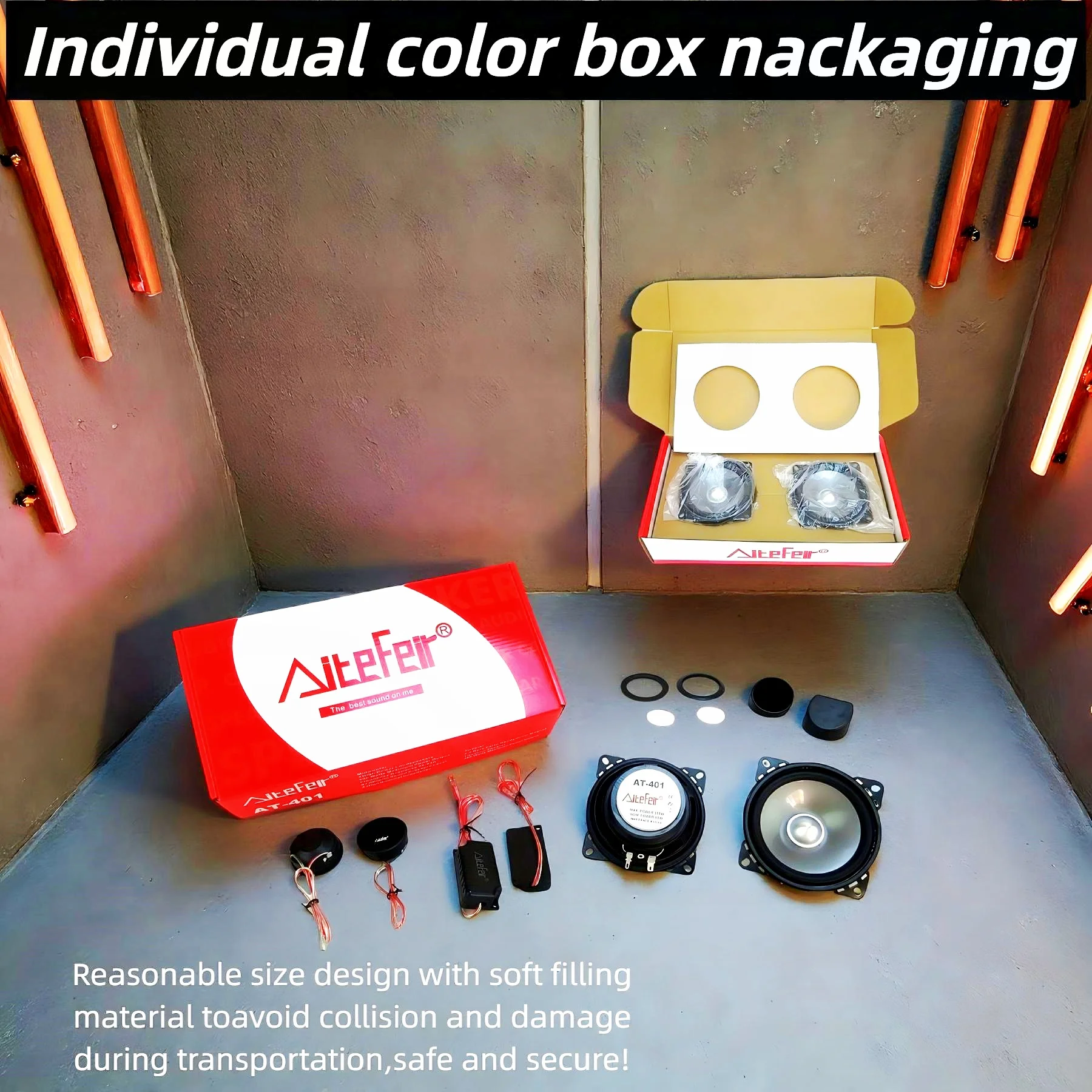 4 Inch 2-Way Active Car Speaker System 250W Auto Audio with Titanium Tweeter & Crossover  Full Frequency High Fidelity Speaker