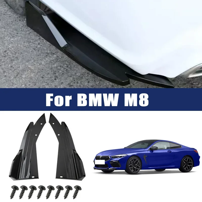 

2pcs Car Rear Bumper Spoiler Lip Carbon Fiber Wing Trim Protection Anti-crash Diffuser Side Skirt Wrap Angle Splitter For BMW M8