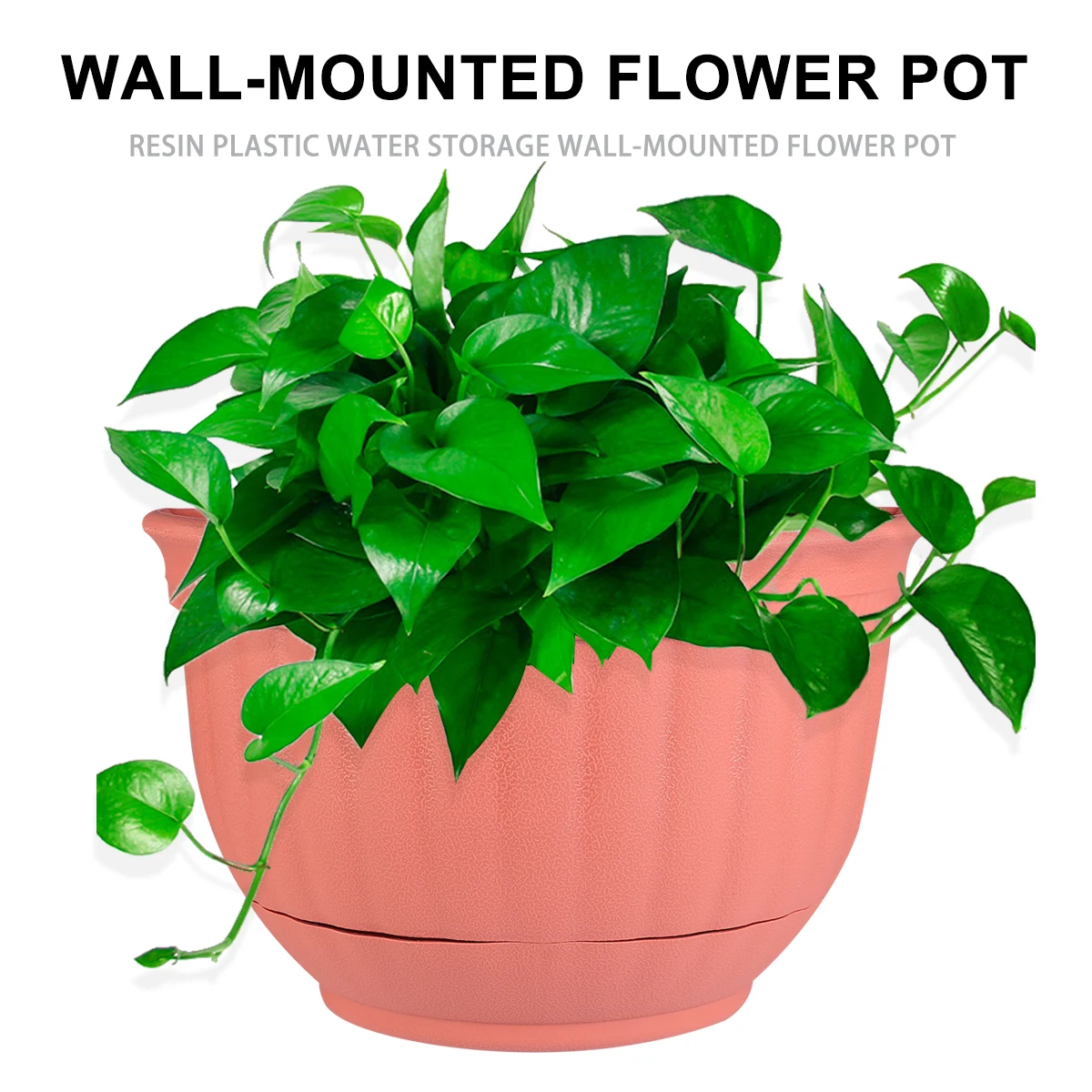 

Half Circle Hanging Flower Pot 2987 Imitation Wall Mounted Planters Plastic Pots with Tray for Home Balcony Garden Decor