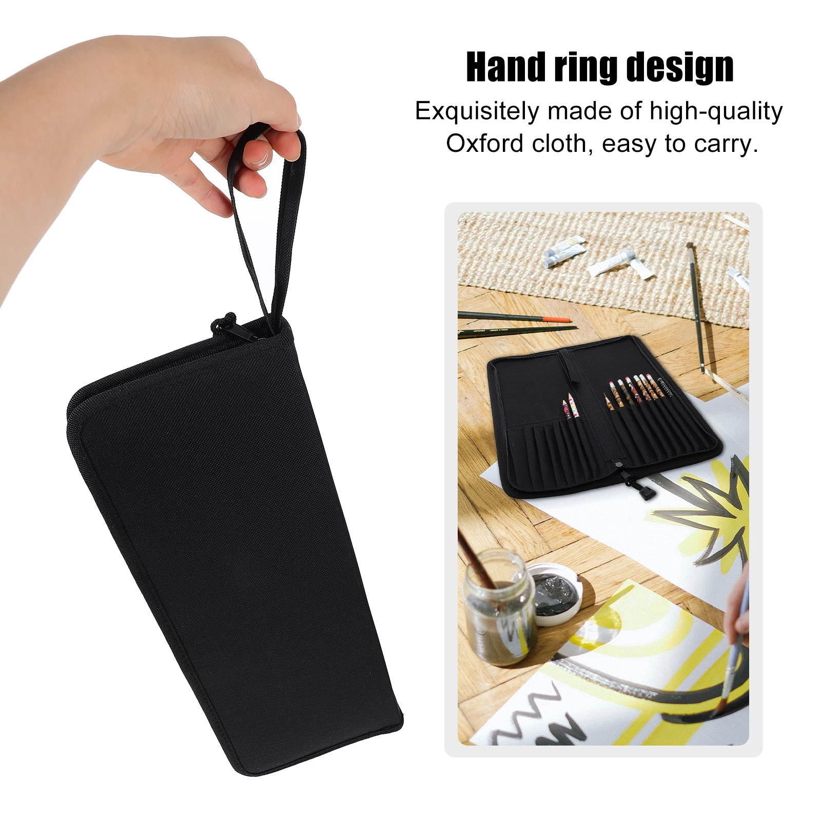 حقيبة فرشاة الطلاء ذات سعة كبيرة منظم فرشاة الرسم الزيتي وحقيبة أقلام رصاص وحامل أدوات مكتبية للطلاب وأقلام ألوان مائية