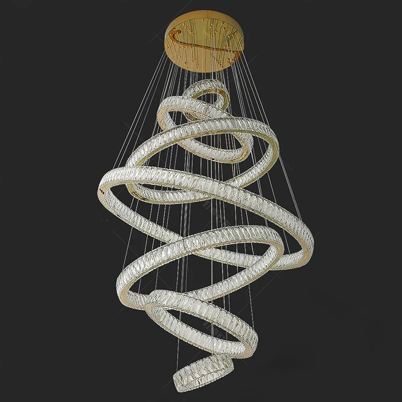 

Modern Home Decoration Crystal Chandelier Stair Pendant Lamp Living Room Pendant Lights Interior Lighting