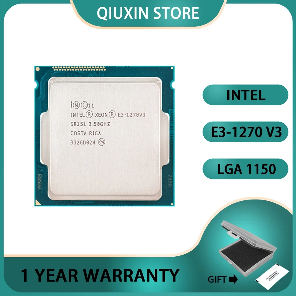 Intel Xeon E3-1270 v3  CPU  3.5 GHz Quad-Core Eight-Thread  LGA 1150  E3 1270 v3 E3 1270v3 Processor L2=1M L3=8M 80W