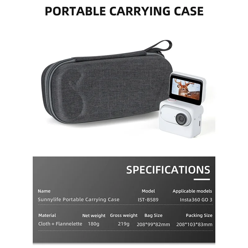 

2025 New-SUNNYLIFE Portable Multifunctional Protective Case For Insta360 Go 3 Storage Case Go 3