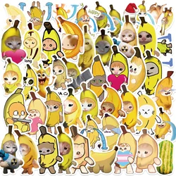 50Pcs Cute Cartoon Crying Banana Cat Stickers Funny Meme Graffiti Decals for Laptop Suitcase Waterproof Sticker Kids Toys