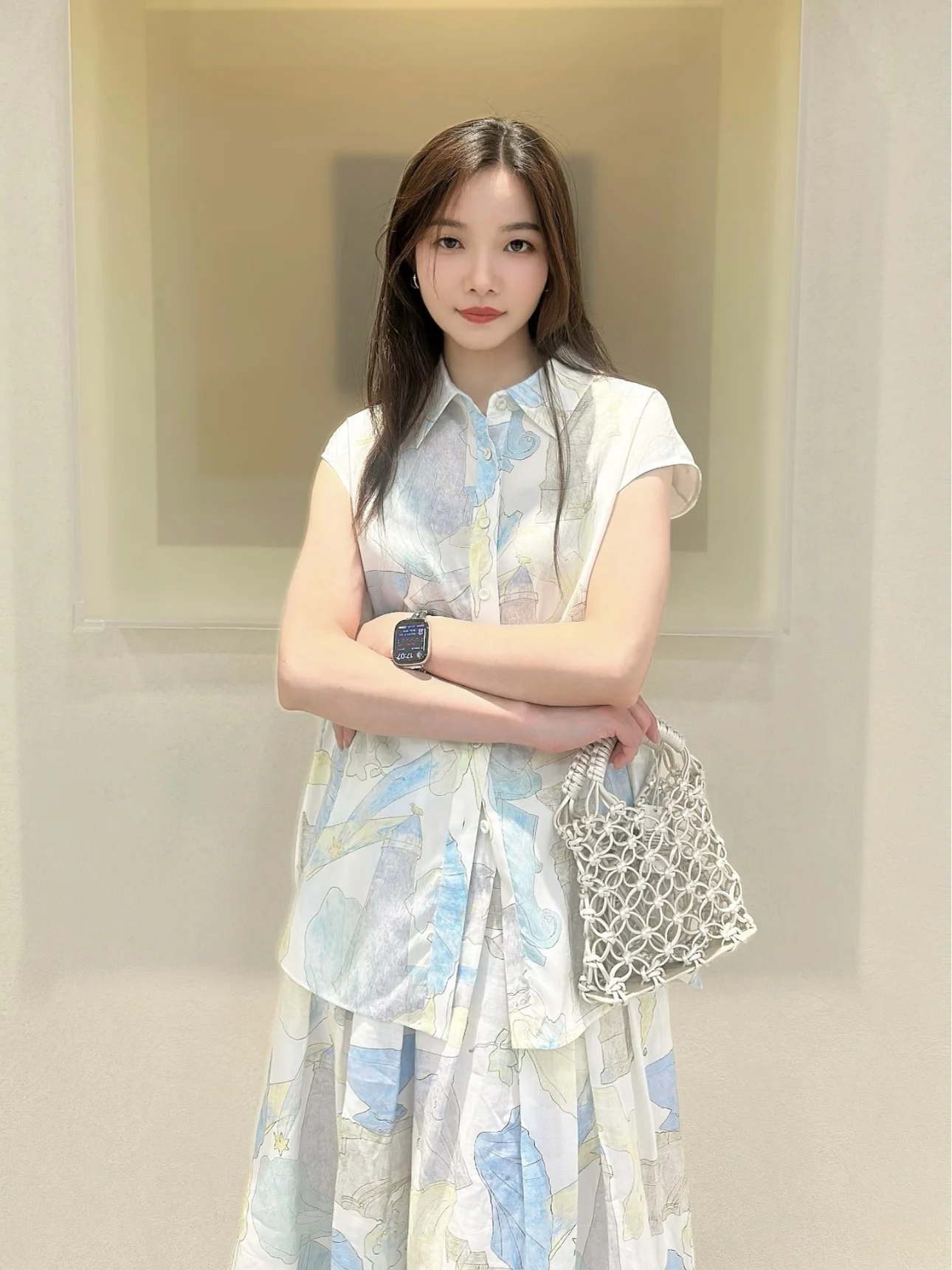 

Nuo Xiaola Authentic Silk Shirt Summer 2026 Floral Print Turn-down Collar Short Sleeve Women's Casual Style Thin Fabric