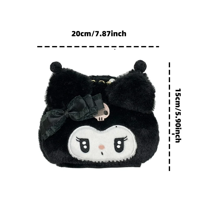 Kawaii Sanrio Plush Kuromi Melody Make Up Cosmetic Bag Cartoon Large Capacity Storage Bags Portable Handbag Girl Gifts