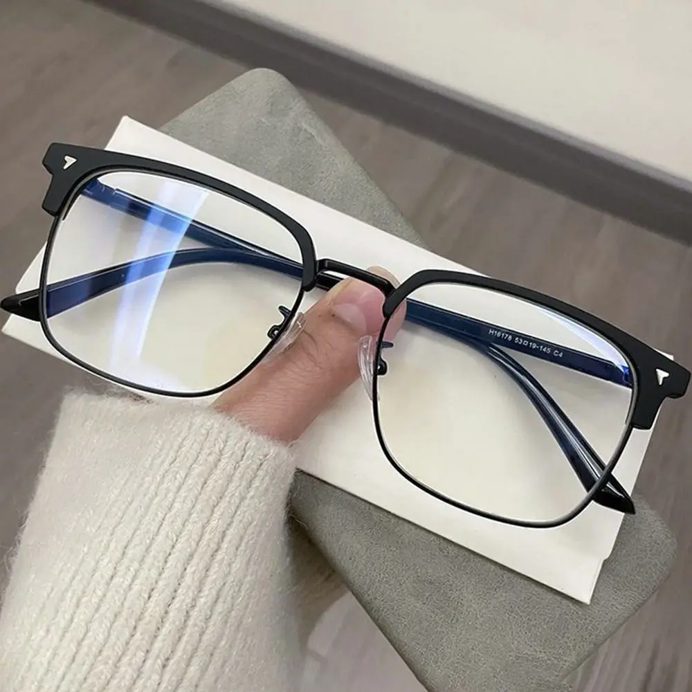 Trendy Anti Blue Light Glasses Women Men Half Square Frame Optical Spectacle Computer Eye Protection Eyewear Reading Eyeglass