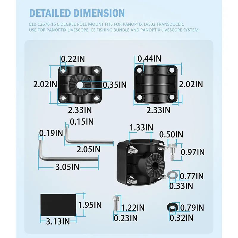 Picture 7: 010-12676-15 0 Degree Pole Mount for Garmin LiveScope Ice Fishing Bundles, LVS32 Transducer, and Panoptix LiveScope System
