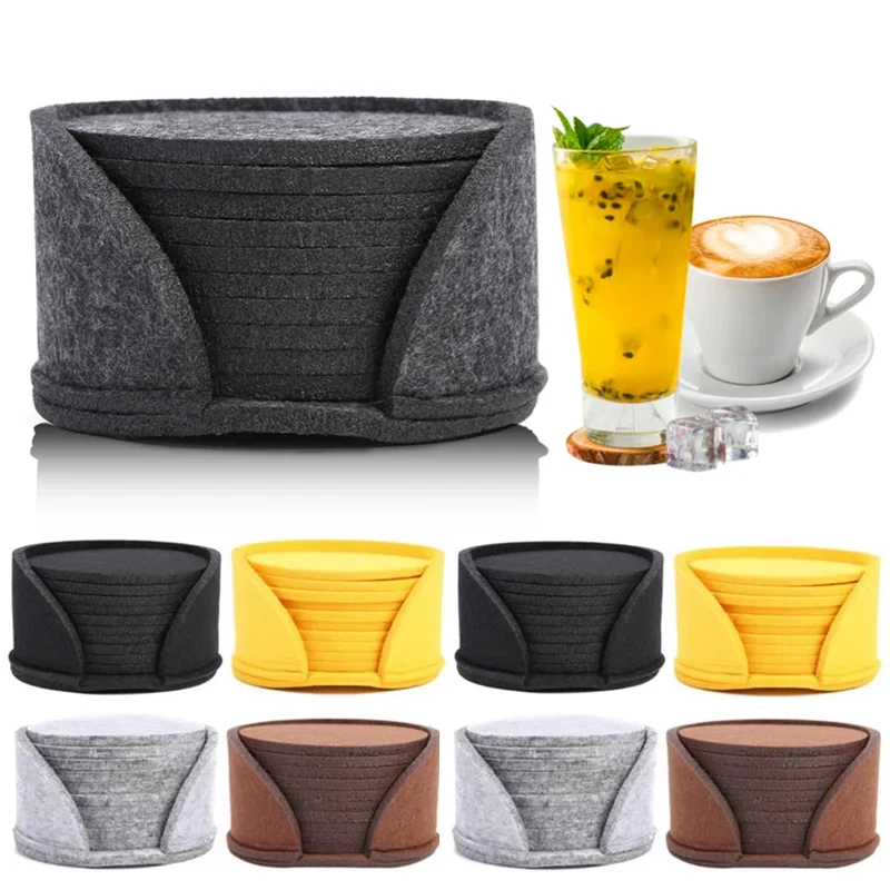 10 pz rotondo feltro sottobicchiere tavolo da pranzo Protector Pad resistente al calore tazza Mat caffè tè bevanda calda tazza tovaglietta accessori da cucina