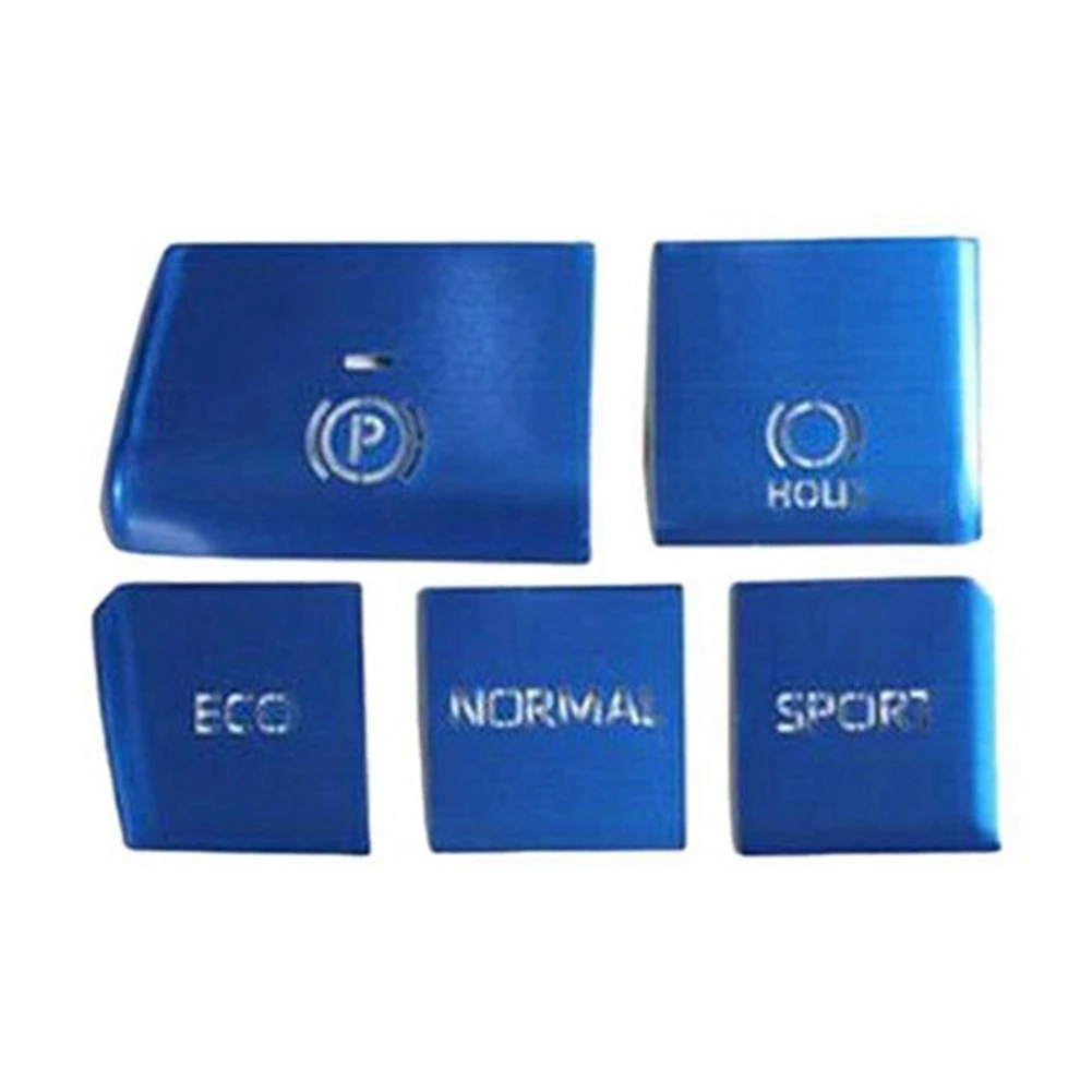 5PCS Blue Central Control Gear Multimedia Button Cover Trim Sticker Accessories for Toyota RAV4