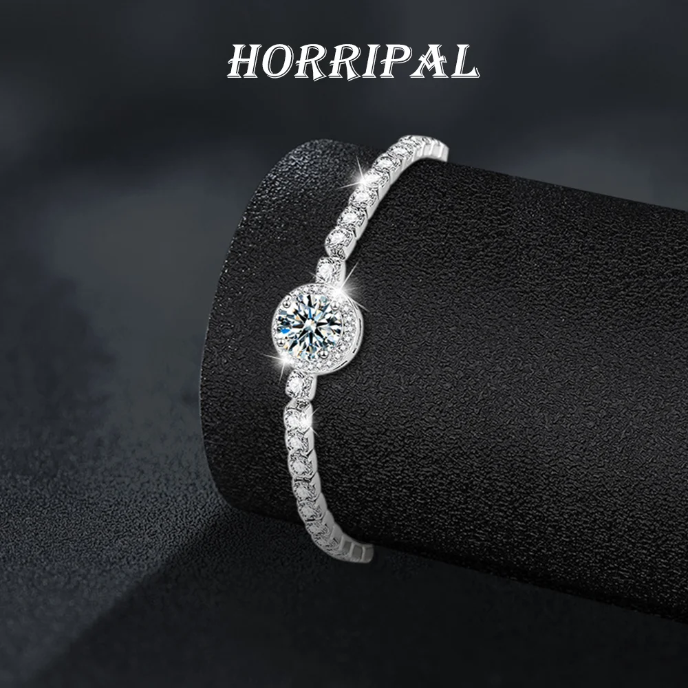 

HORRIPAL 1CT D Color Moissanite Bracelet for Women GRA Certificate 925 Sterling Silver Fashion Shiny Party wedding Fine Jewelry