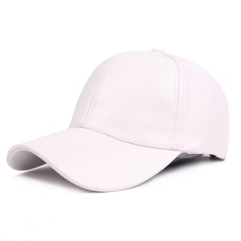 Casquette de baseball en cuir PU pour hommes et femmes, visière, panneau lumineux, solide, casquette hip hop, chapeau de soleil extérieur, casquettes de sport réglables