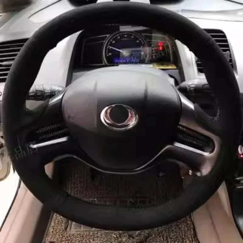 

For Honda Civic 8 2006 2007 2008 (2-Spoke) Hand-stitched non-slip black suede car Steering Wheel Cover