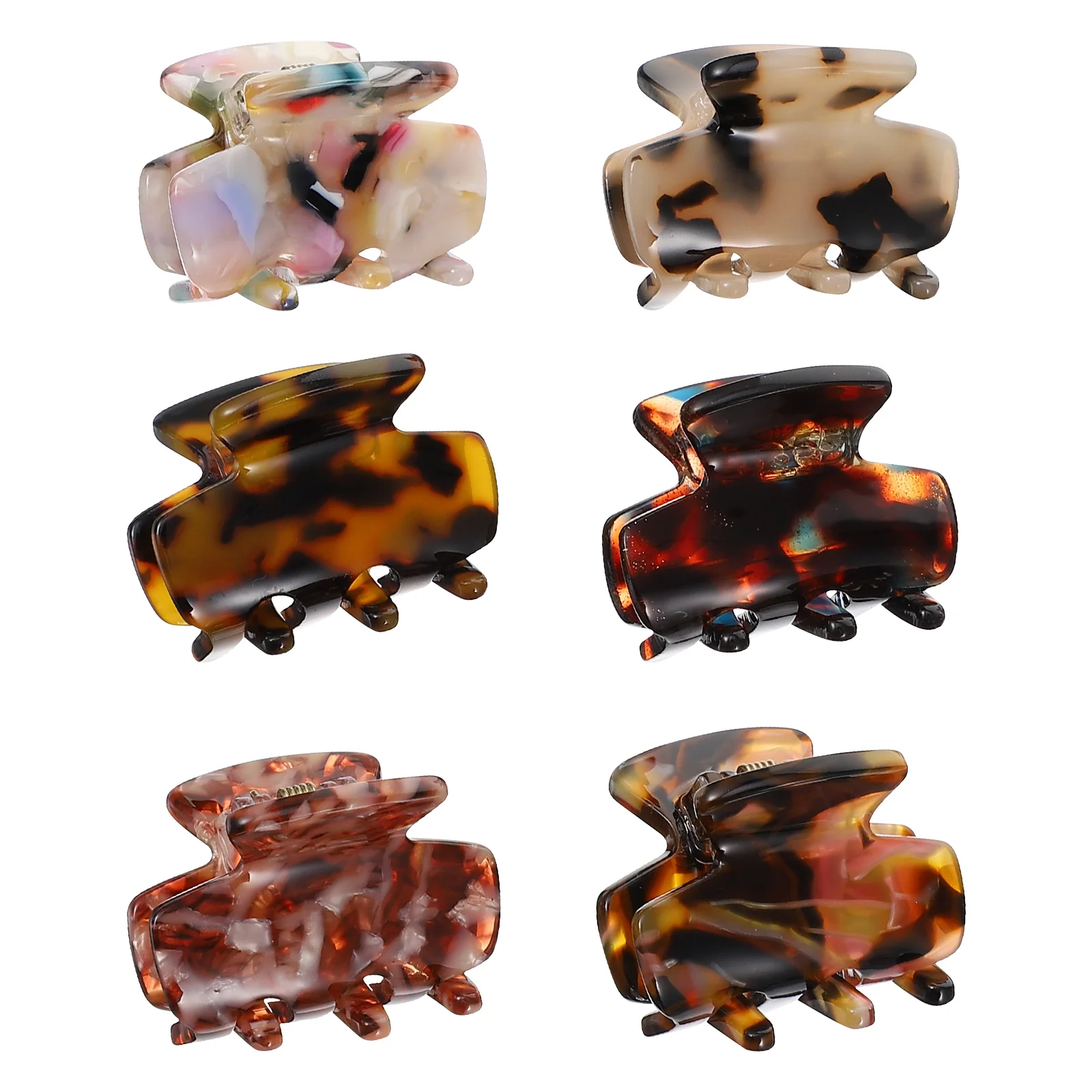 

6 Pcs Acetate Leopard Gripper Easy to Use Hair Clips Small Barrettes Mini Smooth Claw Acetic Acid Tortoise for Parties