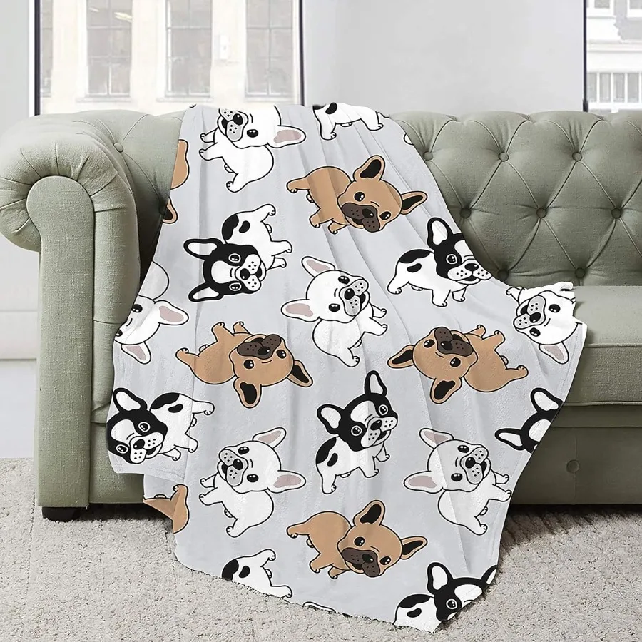 

Cute French Bulldog Blanket Animal Dog Print Throw Blankets for Puppy Dog Crib Bed Couch Sofa Super Soft Lightweight Throw Fren