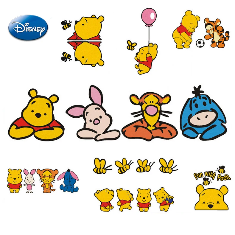 Disney Winnie The Pooh Car Sticker Kawai Pooh Auto Window Driving Mirror Decals Rear Windshield Motorcycle Helmet Stickers Decor