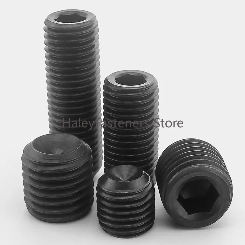 2-56 4-40 6-32 10-24 1/4 5/16 3/8 1/2 5/8 3/16 DIN916 Black Grade 12.9 Alloy Steel Hex Hexagon Socket Allen Cup Point Grub Screw