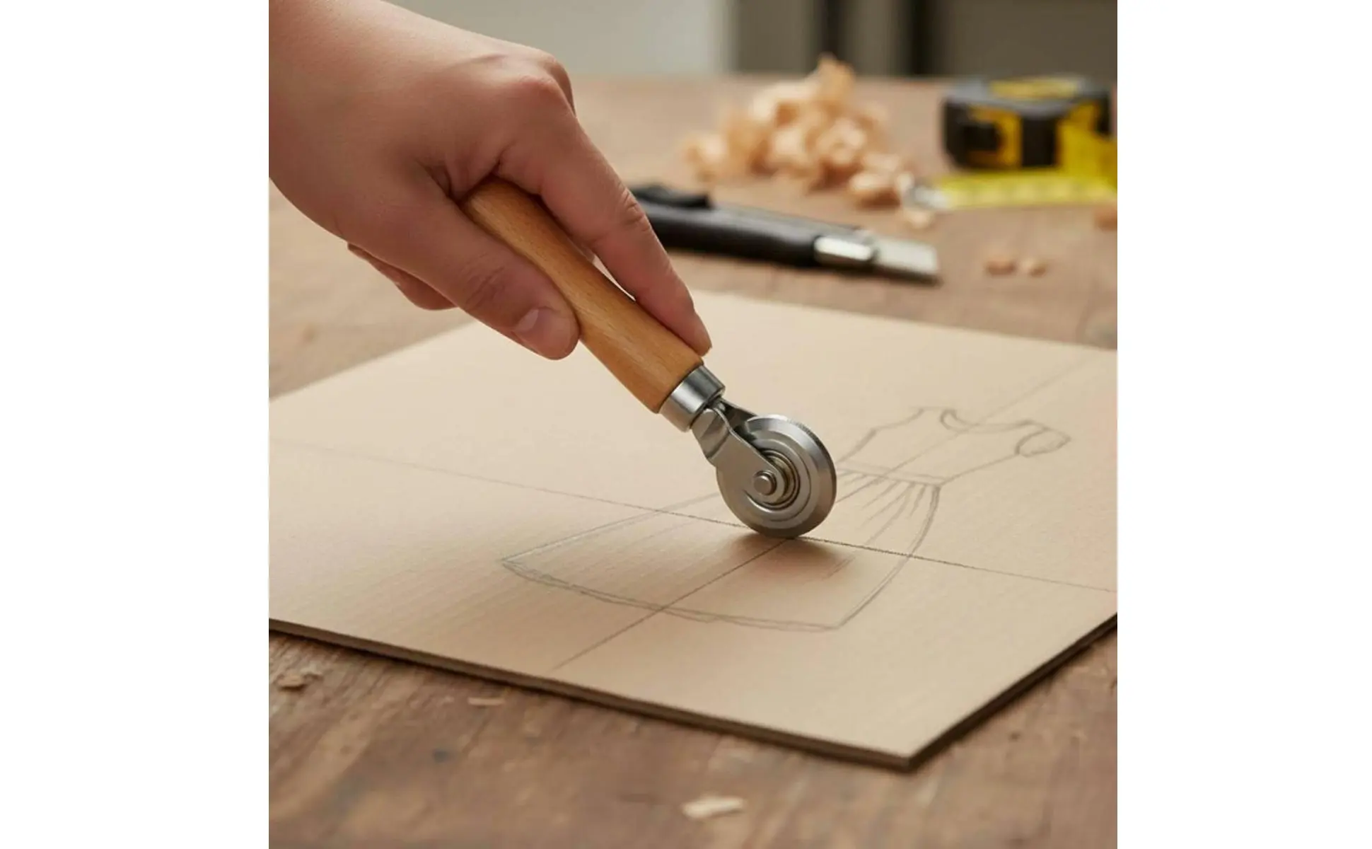 3 Pieces Box Resizer Tool Measuring Tape Included Cardboard Scorer Cardboard Scoring Wheel Waste Reducing Box Punch Tool