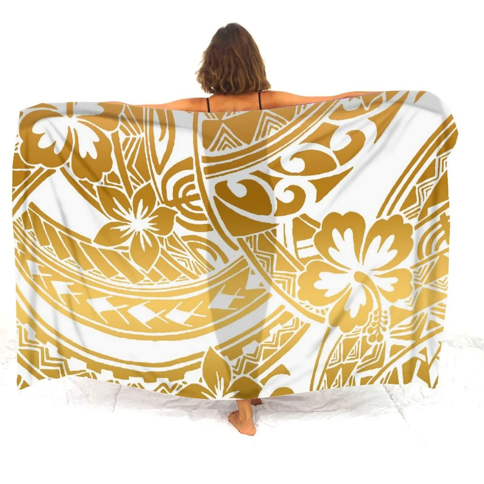 ซามัว Custom-Made สตรี Sarong Elegant Shawl สําหรับชายหาดผ้ากันเปื้อนชายหาดนุ่ม Hawaiian Polynesian One ชิ้นสตรีเสื้อ