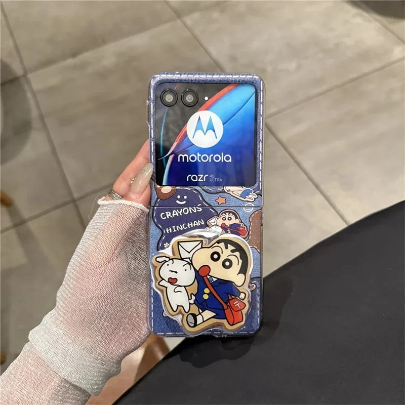 

Cute Crayon Shin-chan Magsafe Wireless Charge Folding flip Fold Case For Motorola moto razr 40 50 Ultra 50ultra Magnetic Holder