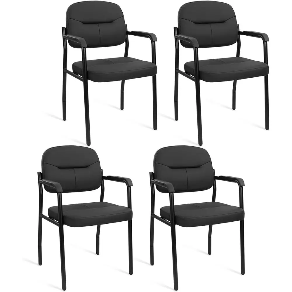 

Reception Chair No Wheels Set of 4, Office Guest Chairs with Padded Armrests and Lumber Support, Ergonomic Arm Chair for Meeting