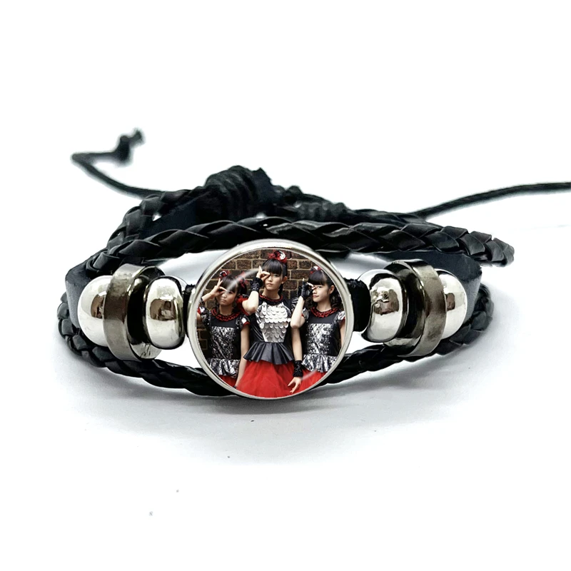 Babymetal Japanese Girl Leather Bracelets Glass Dome Multilayer Braided Bracelets Bangles Handmade Jewelry Gifts