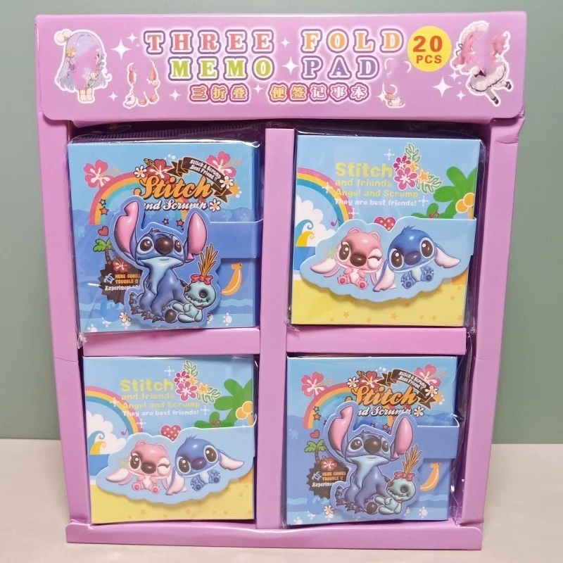 20 ชิ้น/ล็อตการ์ตูน Disney Stitch 3 แผ่นพับน่ารัก N ครั้งเครื่องเขียนป้าย Notepad บุ๊คมาร์คโพสต์ School Supply