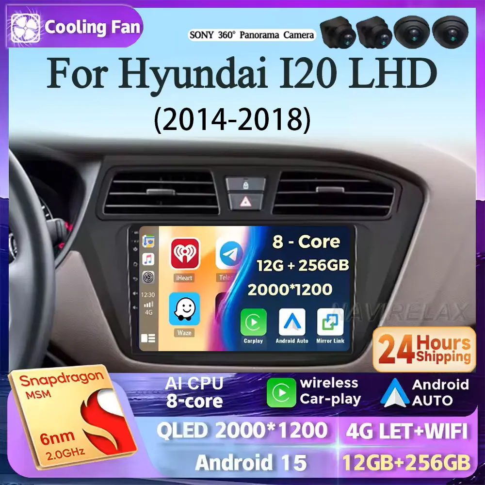 

Android 15 для Hyundai I20 LHD 2014 2016 2017 2018, автомобильный радиоприемник, беспроводной Carplay плеер, навигация, стерео GPS, авто мультимедийное видео