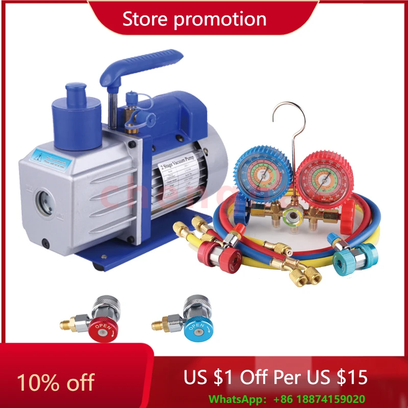 

R410a Freon Gauges Set Auto Manifold Gauge With Vacuum Pump Kit