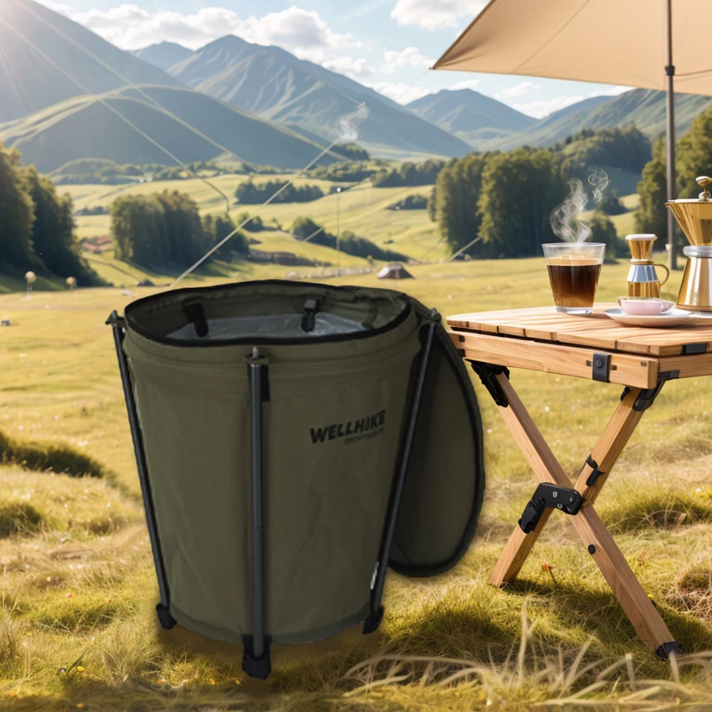 

20L Foldable Camping Trash Can 600D Oxford Cloth Garbage Bin Large Capacity Rubbish Wastebasket With Lid For Outdoor Camp Picnic