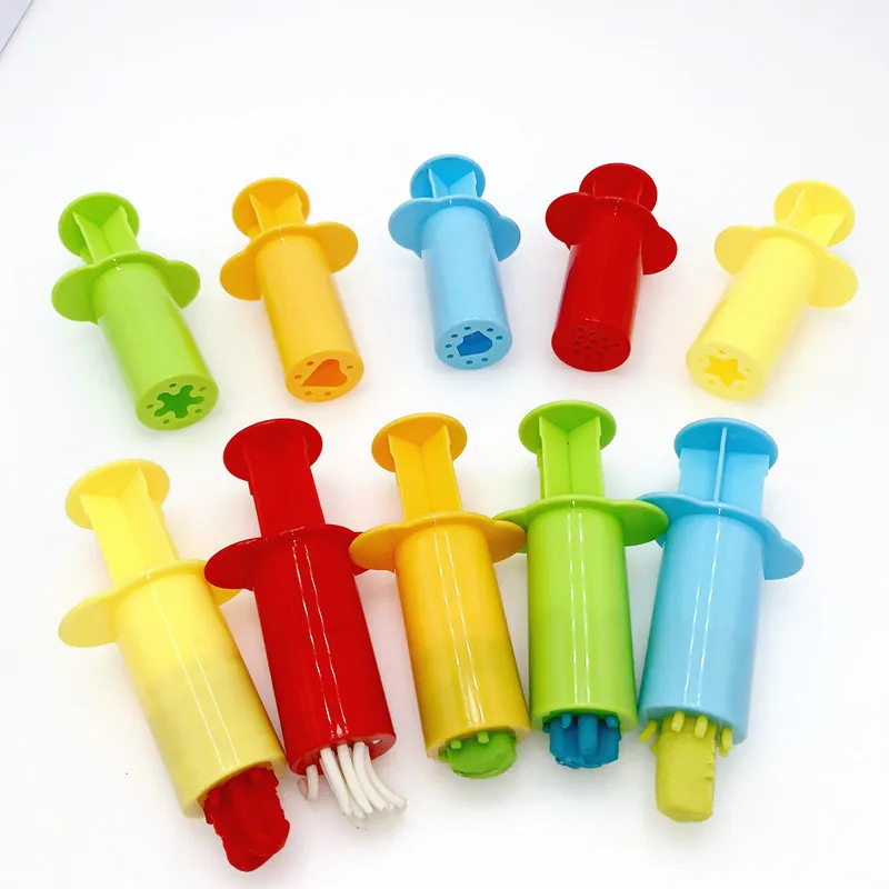 5Pcs Clay and Dough Modelling Tools Kit Rollers Molds Cutters Plastic Assorted Designs Play Dough Extruders Tools Toy Set