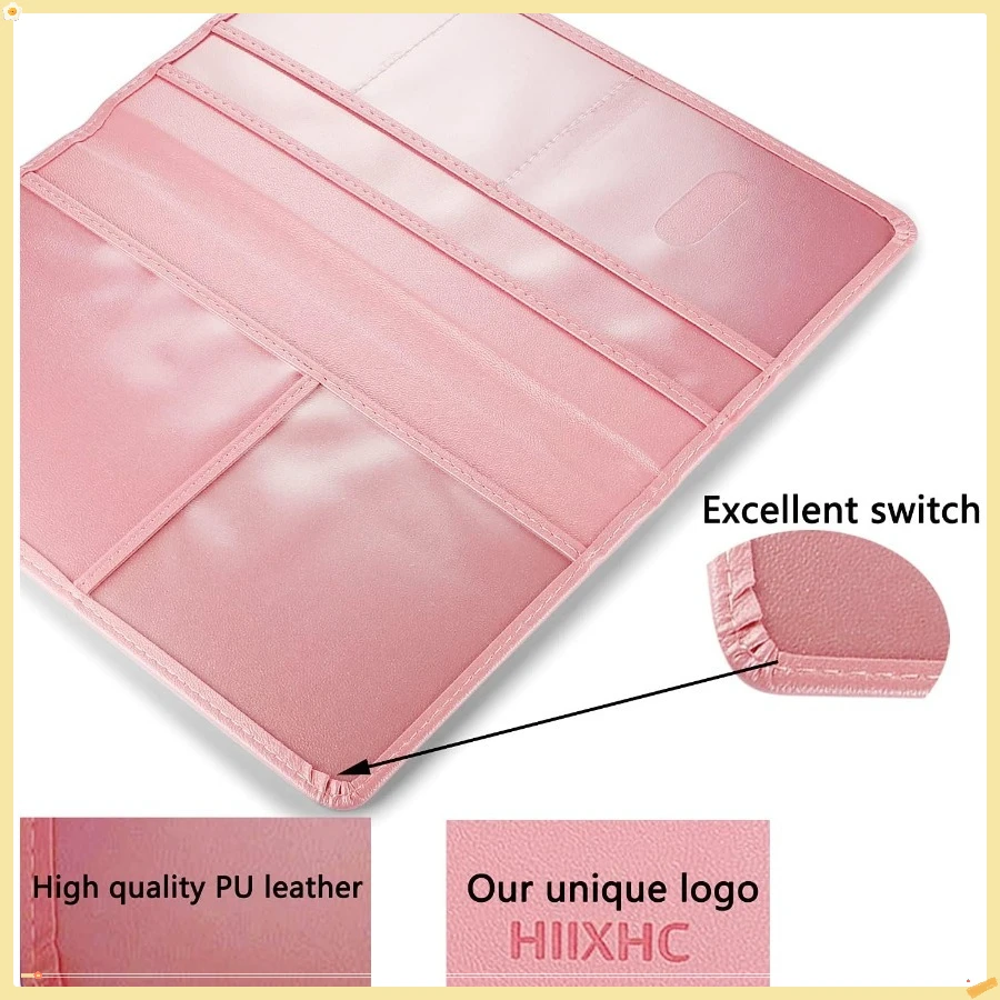 حامل بطاقة تسجيل السيارة والتأمين - صندوق قفازات السيارة الجلدية، منظم حافظة المحفظة الورقية لوثائق السيارات #5