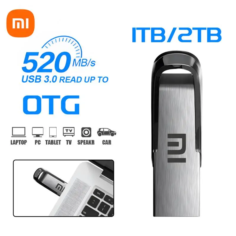 Xiaomi 2TB USB 3.0แฟลชไดรฟ์ความเร็วสูงถ่ายโอนข้อมูลโลหะ pendrive การ์ดหน่วยความจำ pendrive แฟลชไดรฟ์ไม้กันน้ำใหม่