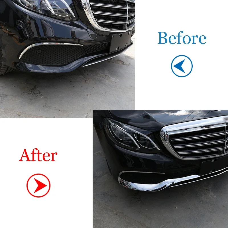 For Mercedes Benz E Class W213 2016-2019 Chrome ABS Front Bumper Plate Spoiler Spoilers Decorative Cover Trim Accessories